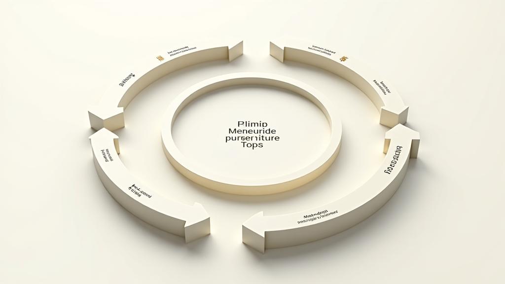 Illustrasjon av en sirkulær økonomimodell med gjenbruk, reparasjon og resirkulering av møbler og materialer