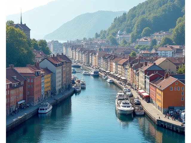 Kart over Bryggen i Bergen med markering for Tang og Tare